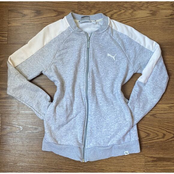 Grey & White Puma Track Zip Jacket Size S - Picture 1 of 7